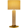 Meridian Furniture Pillar Travertine And Linen Textured Table Lamp