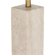 Meridian Furniture Pillar Travertine And Linen Textured Table Lamp