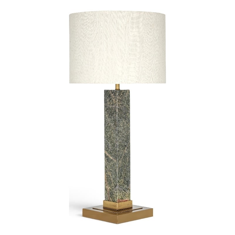 Meridian Furniture Pillar Green Genuine Marble / Linen Textured Table Lamp