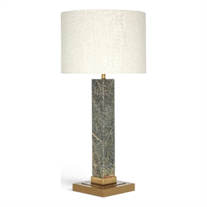 Meridian Furniture Pillar Green Genuine Marble / Linen Textured Table Lamp