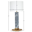 Meridian Furniture Pillar Grey Genuine Marble And Linen Textured Table Lamp