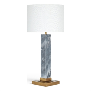 Meridian Furniture Pillar Grey Genuine Marble And Linen Textured Table Lamp