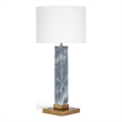 Meridian Furniture Pillar Grey Genuine Marble And Linen Textured Table Lamp