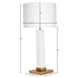 Meridian Furniture Pillar White Genuine Marble / Linen Textured Table Lamp