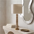 Meridian Furniture Opaline Travertine And Linen Textured Table Lamp