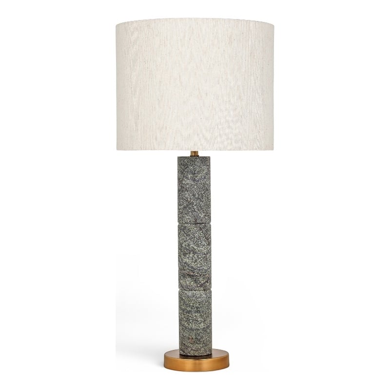 Meridian Furniture Opaline Green Genuine Marble / Linen Textured Table Lamp