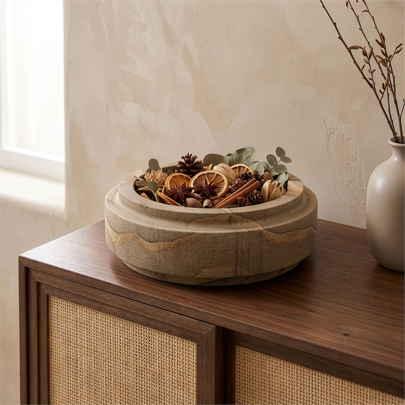 Meridian Furniture Parsons Rainbow Sandstone Bowl