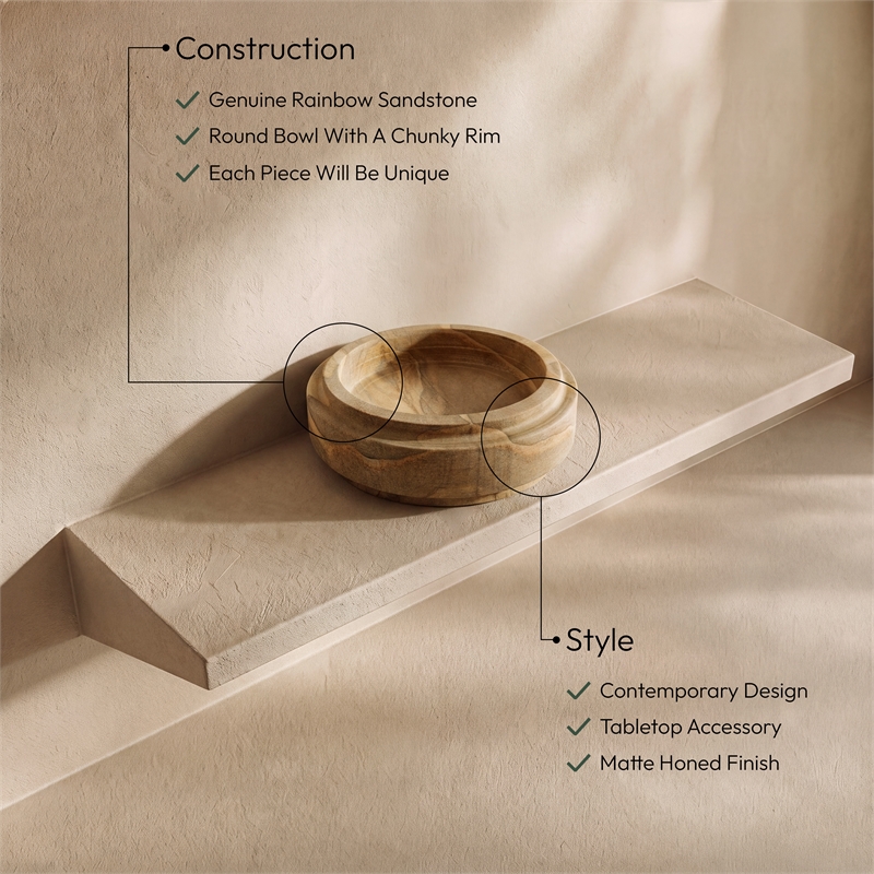 Meridian Furniture Parsons Rainbow Sandstone Bowl