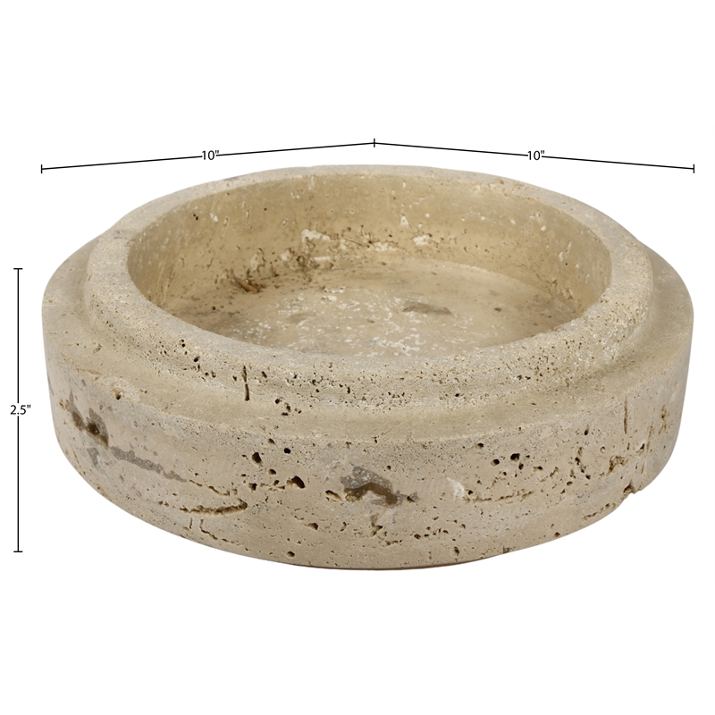 Meridian Furniture Parsons Beige Travertine Bowl
