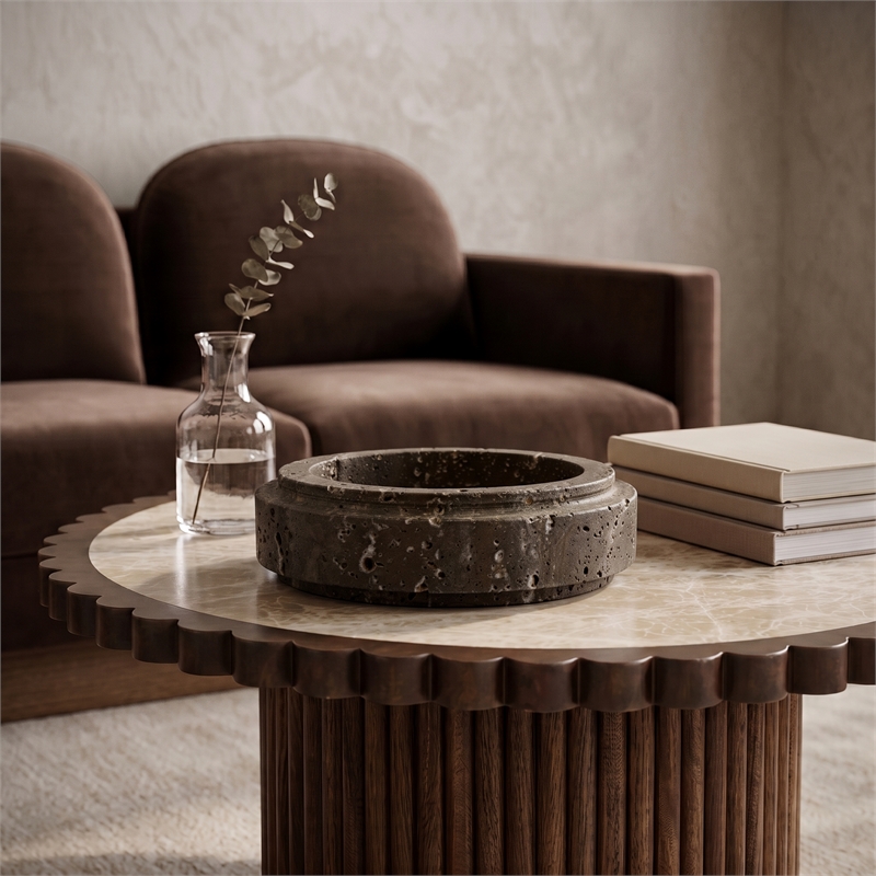 Meridian Furniture Parsons Grey Travertine Bowl