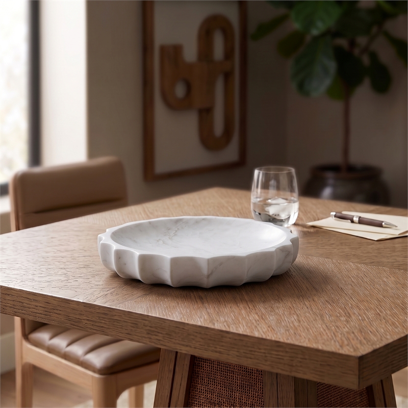 Meridian Furniture Murray White Genuine Marble Bowl