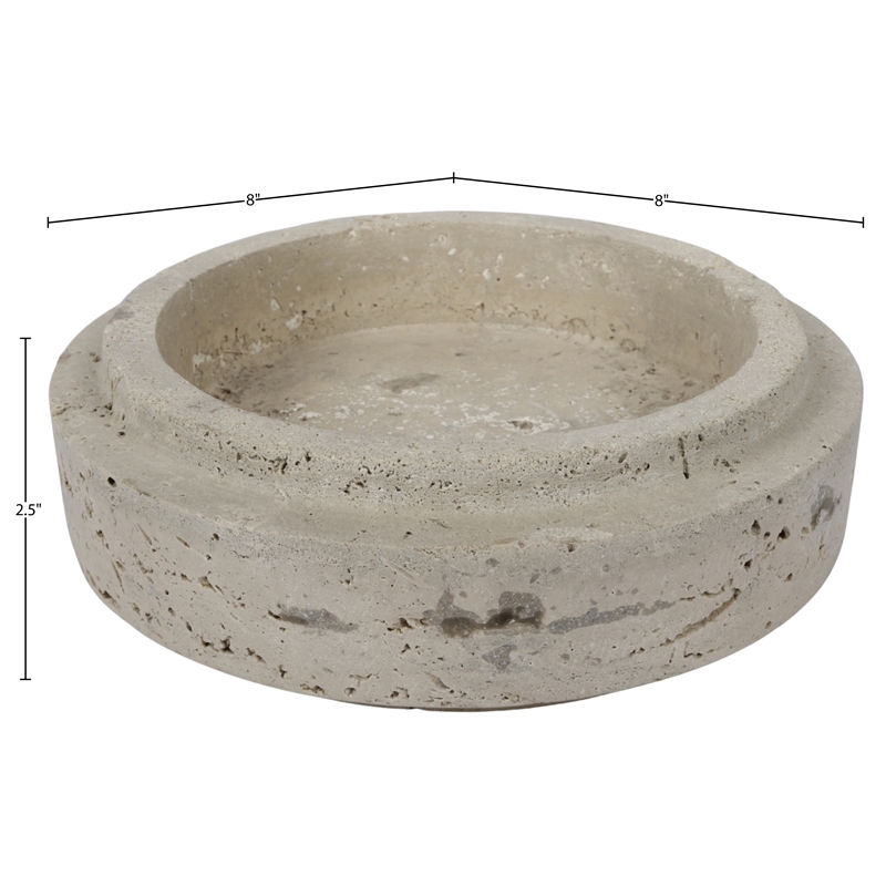 Meridian Furniture Parsons Beige Travertine Bowl