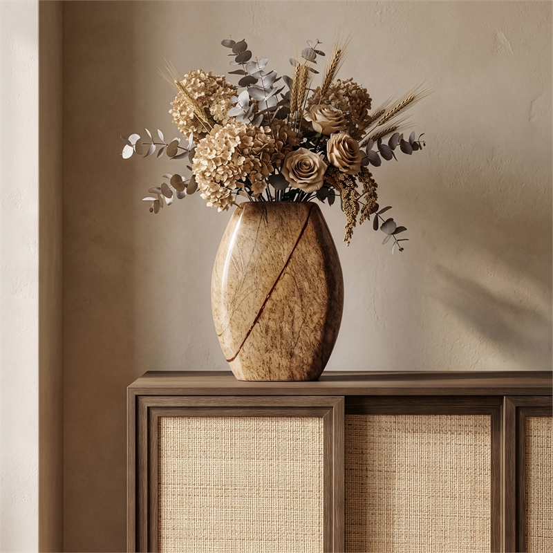 Meridian Furniture Sadie Brown Genuine Marble Vase