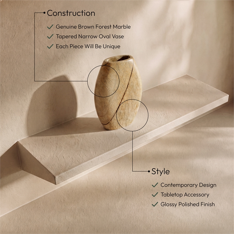Meridian Furniture Sadie Brown Genuine Marble Vase