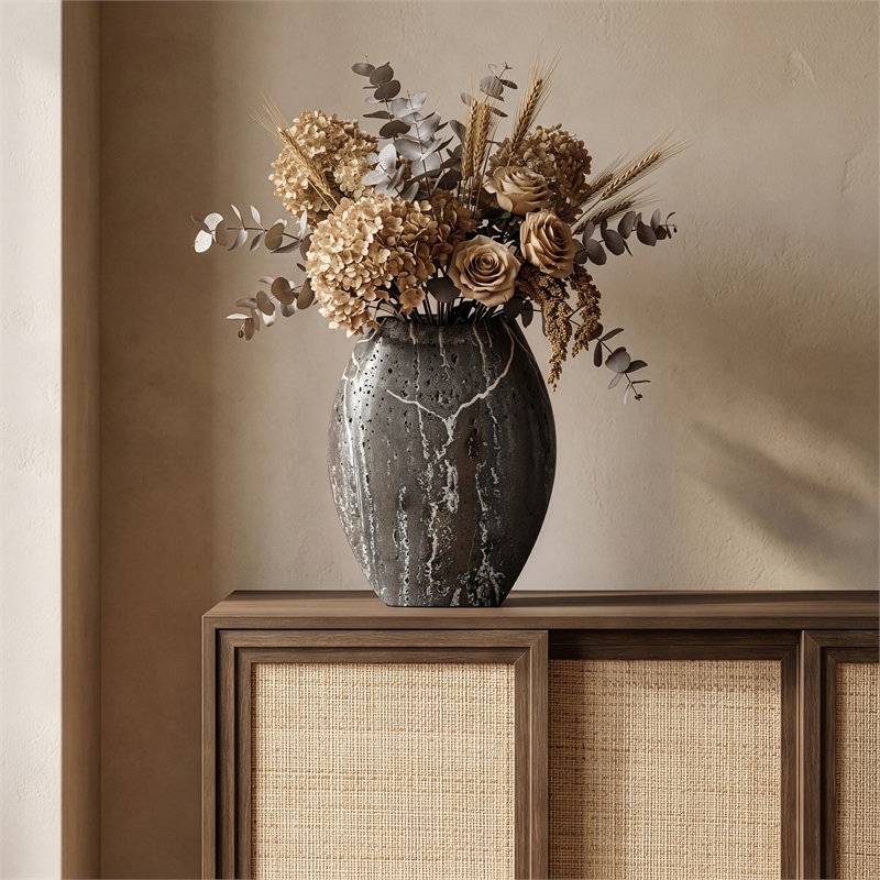 Meridian Furniture Sadie Grey Travertine Vase
