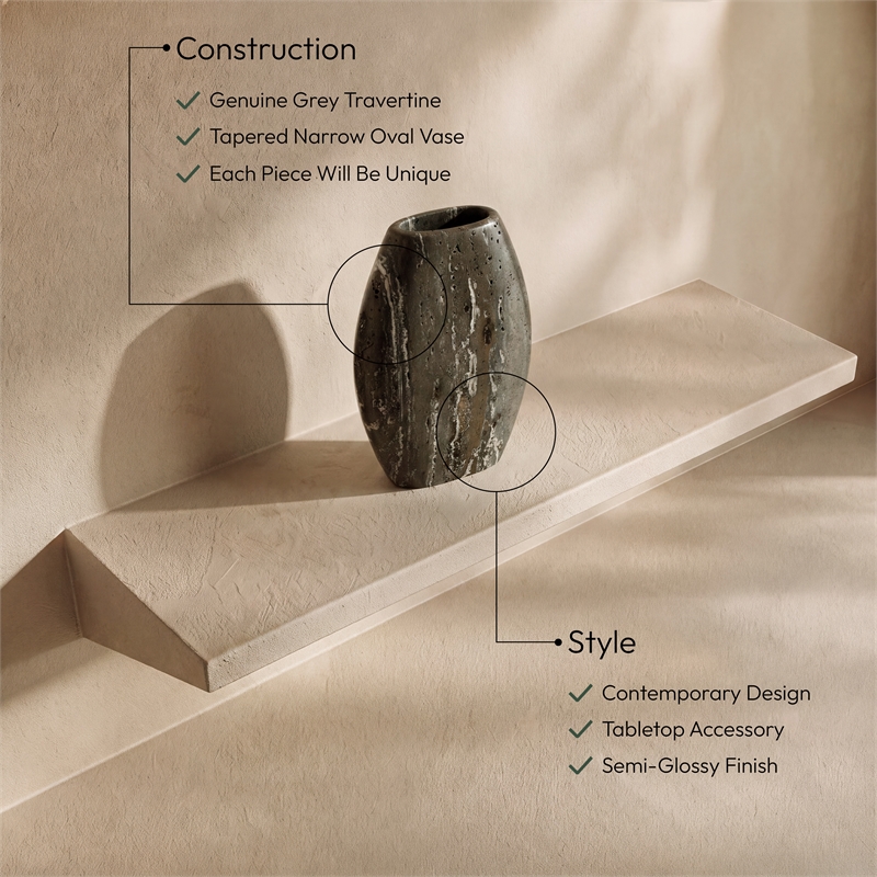 Meridian Furniture Sadie Grey Travertine Vase