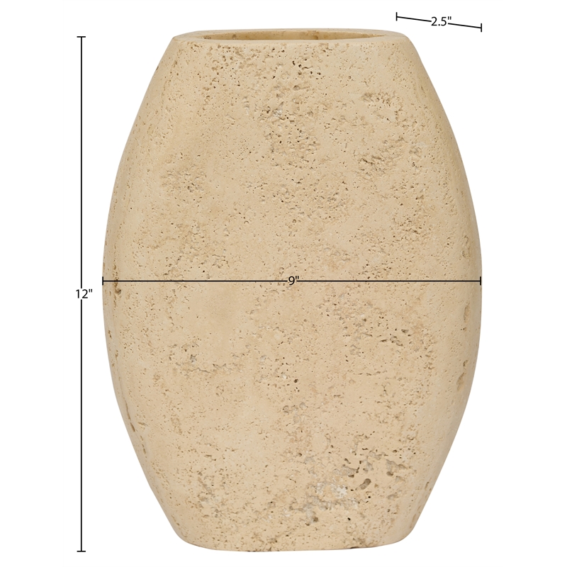 Meridian Furniture Sadie Beige Travertine Vase
