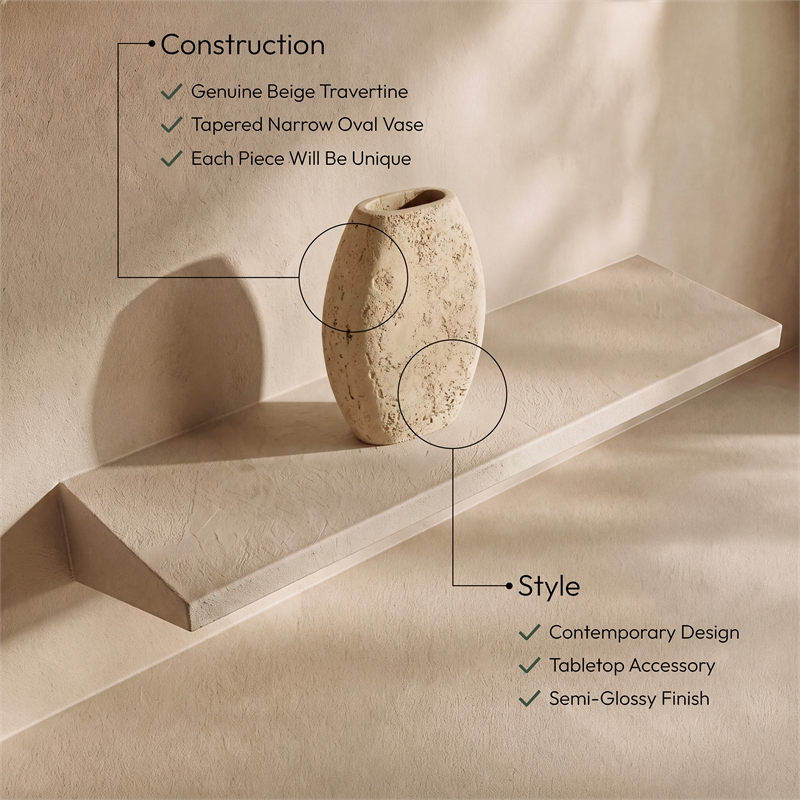 Meridian Furniture Sadie Beige Travertine Vase