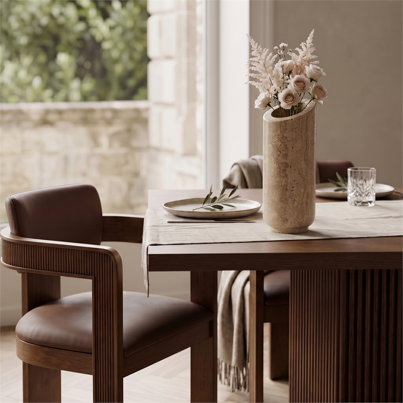 Meridian Furniture Lochlan Beige Travertine Vase