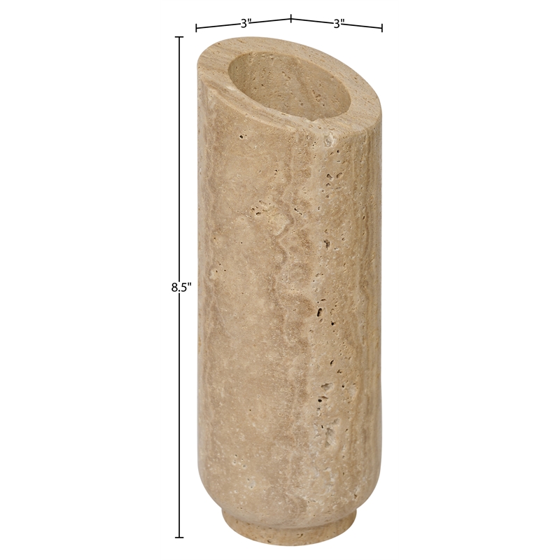 Meridian Furniture Lochlan Beige Travertine Vase
