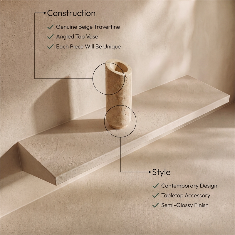 Meridian Furniture Lochlan Beige Travertine Vase
