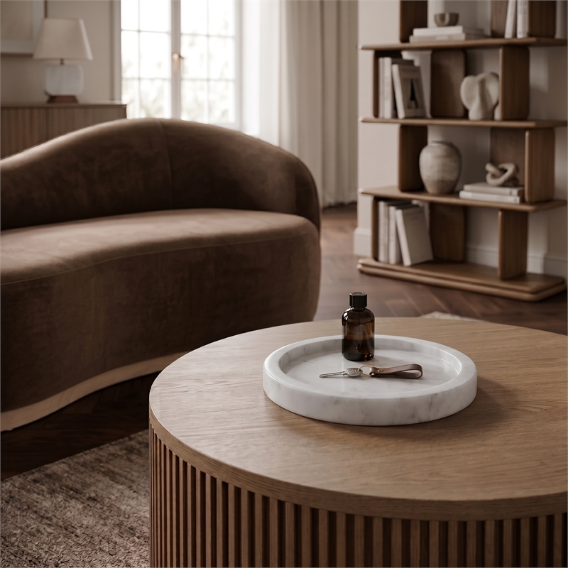 Meridian Furniture Dimitri White Genuine Marble Tray