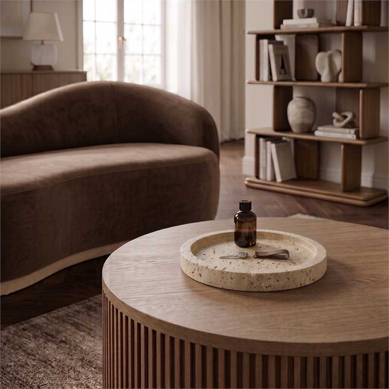 Meridian Furniture Dimitri Beige Travertine Tray
