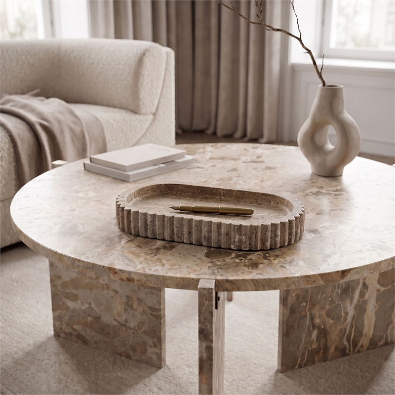 Meridian Furniture Khloe Grey Travertine Tray