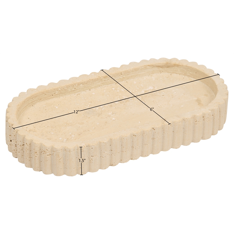 Meridian Furniture Khloe Beige Travertine Tray