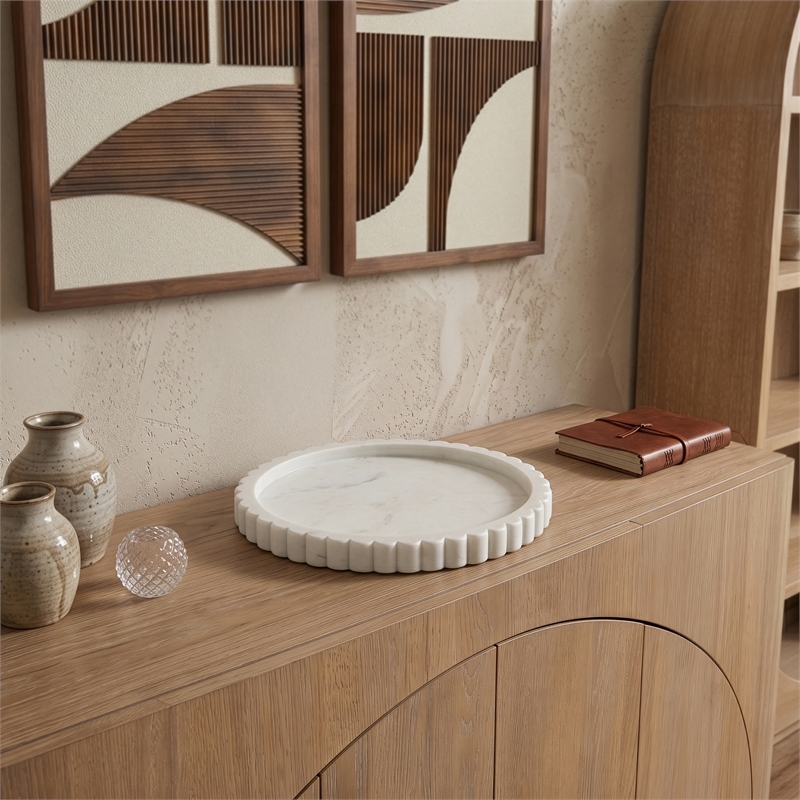 Meridian Furniture Lysander White Genuine Marble Tray