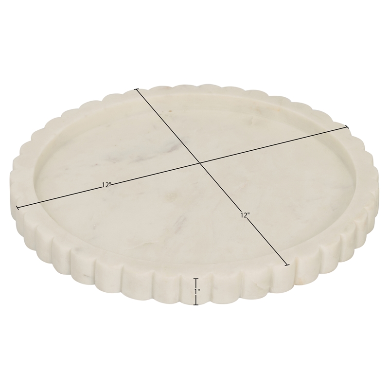Meridian Furniture Lysander White Genuine Marble Tray
