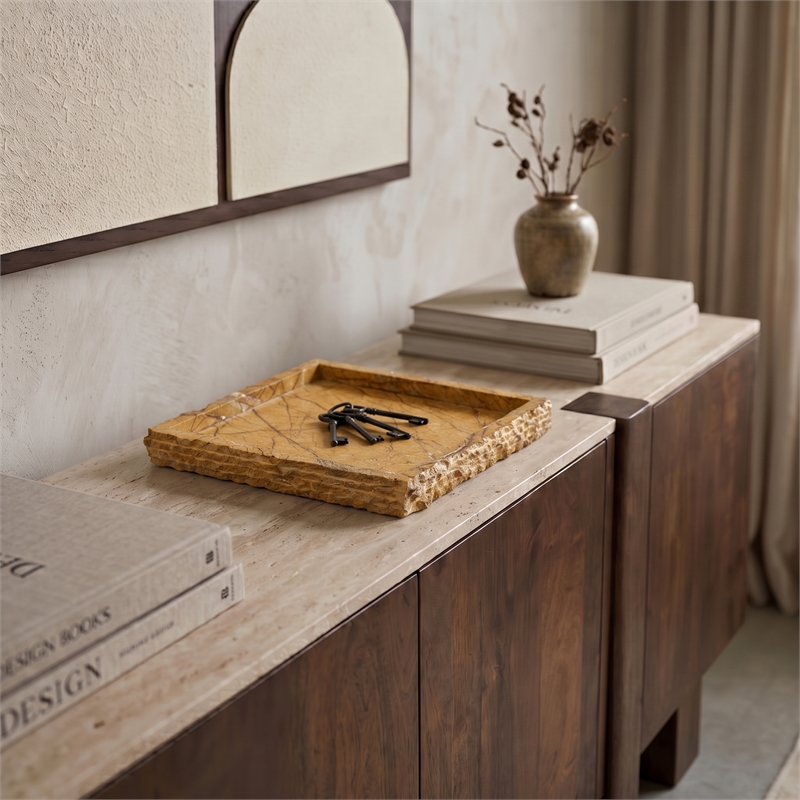 Meridian Furniture Chambers Brown Genuine Marble Tray