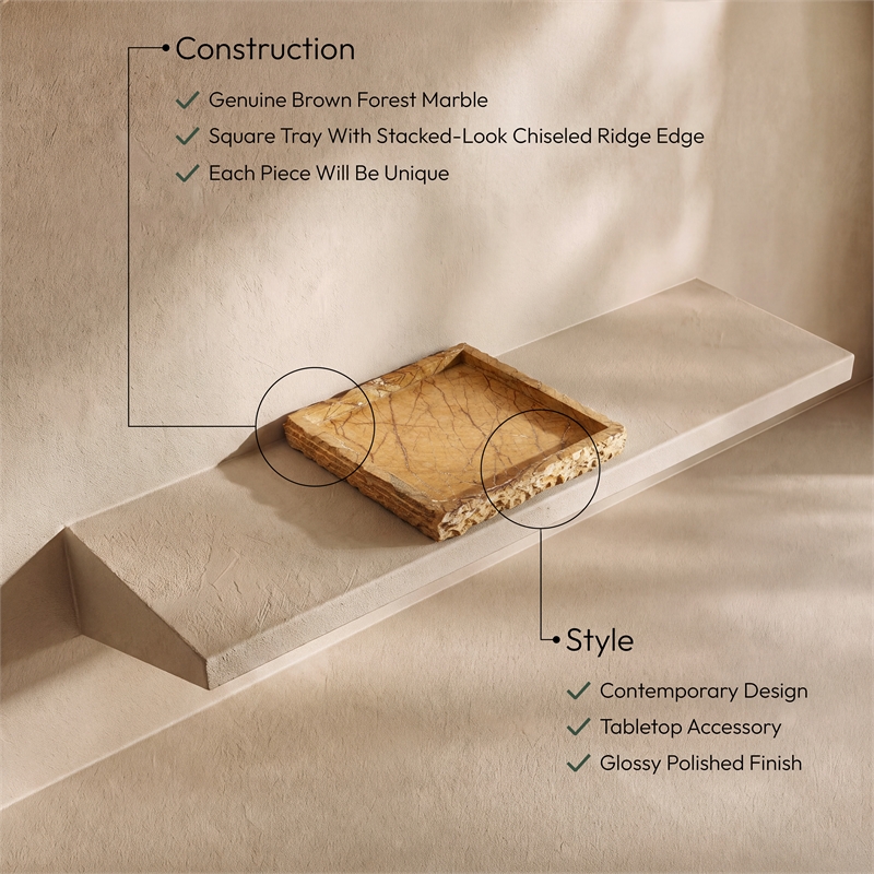 Meridian Furniture Chambers Brown Genuine Marble Tray