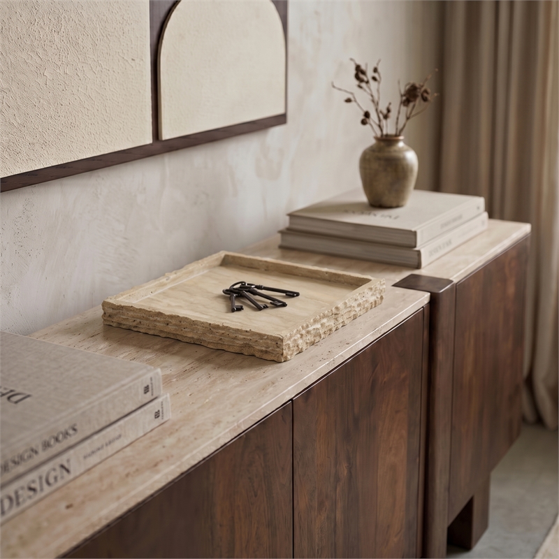 Meridian Furniture Chambers Beige Travertine Tray