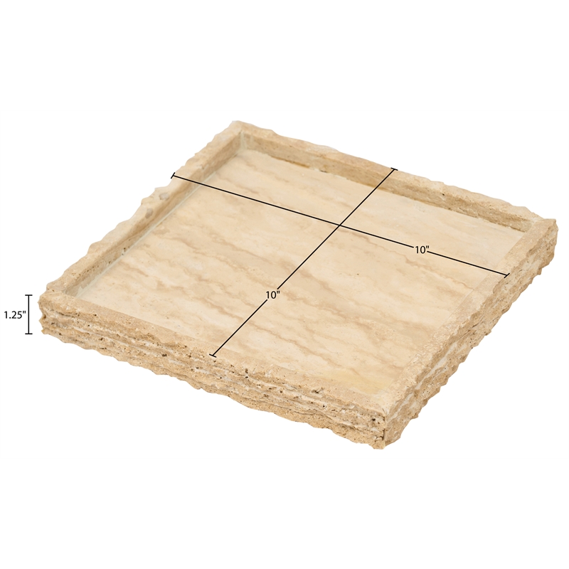 Meridian Furniture Chambers Beige Travertine Tray