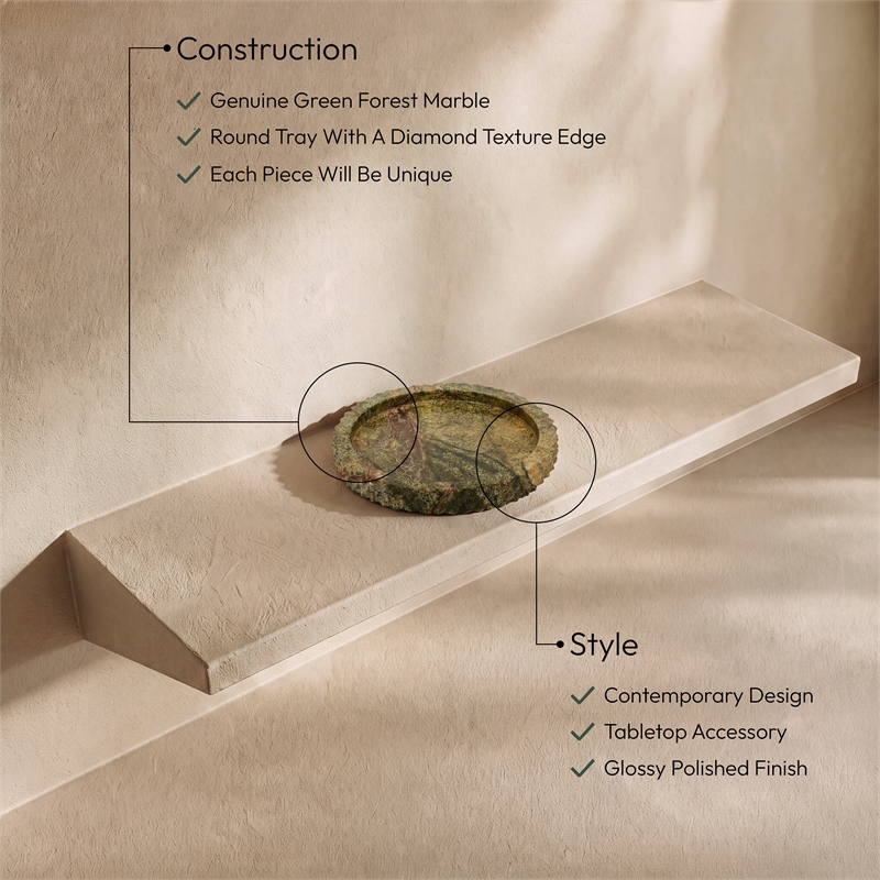 Meridian Furniture Russell Green Genuine Marble Tray