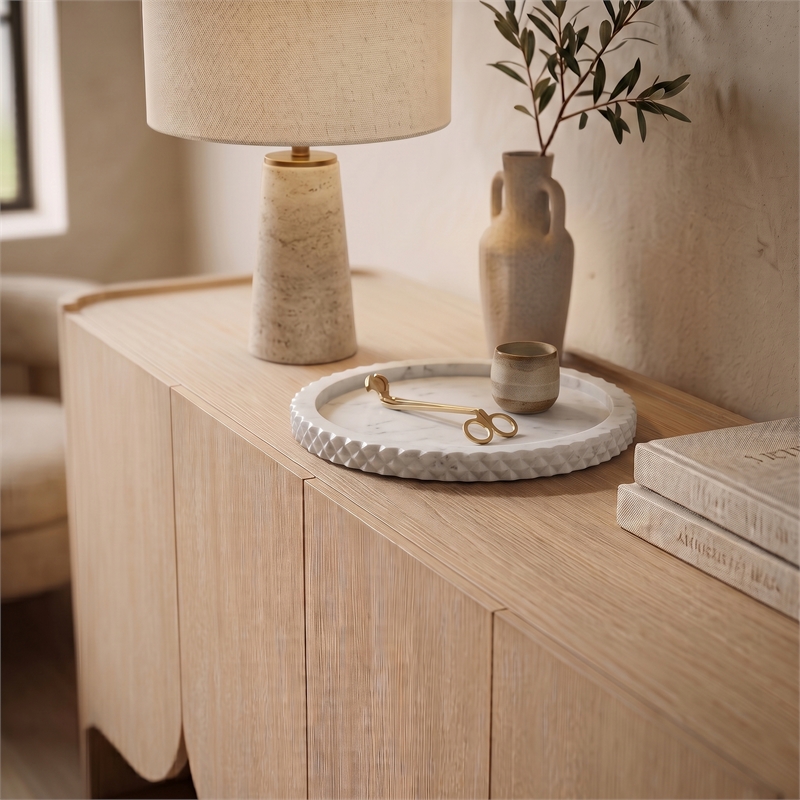 Meridian Furniture Russell White Genuine Marble Tray