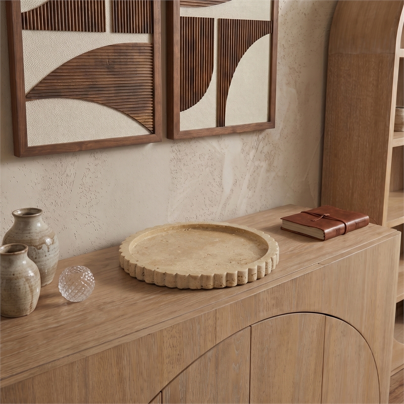 Meridian Furniture Lysander Beige Travertine Tray