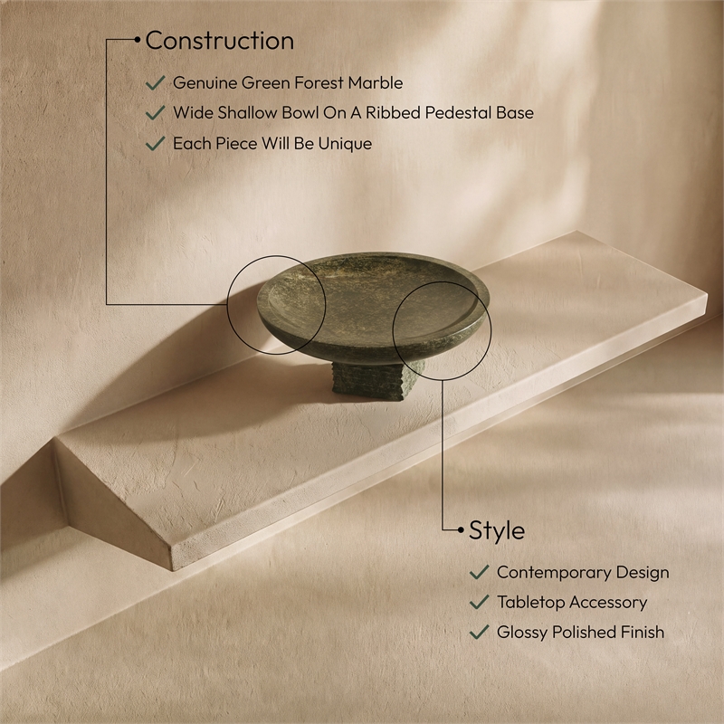 Meridian Furniture Colannade Green Genuine Marble Bowl