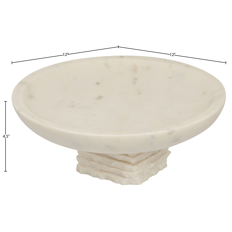 Meridian Furniture Colannade White Genuine Marble Bowl