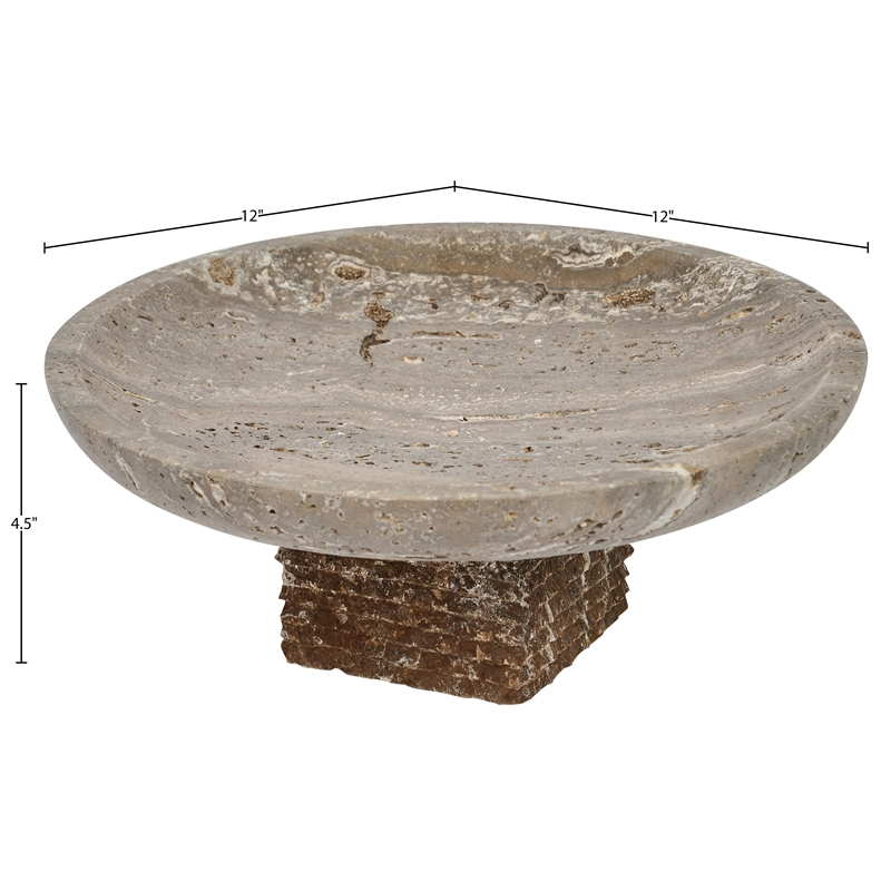 Meridian Furniture Colannade Grey Genuine Travertine Bowl