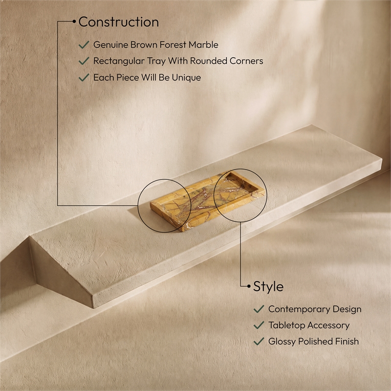 Meridian Furniture Nolan Brown Genuine Marble Tray
