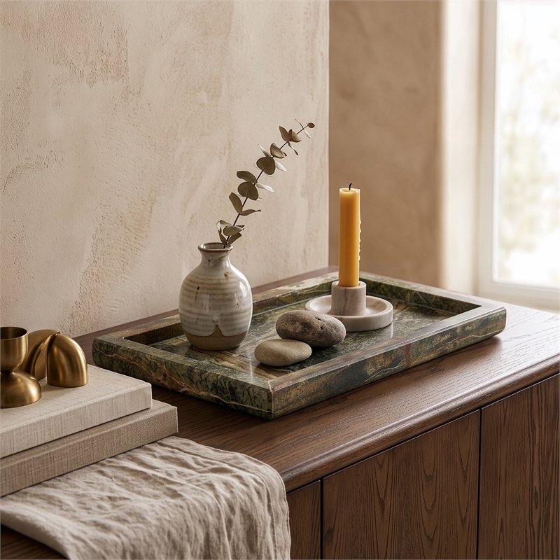 Meridian Furniture Nolan Green Genuine Marble Tray