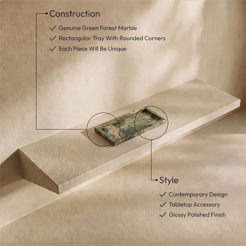 Meridian Furniture Nolan Green Genuine Marble Tray