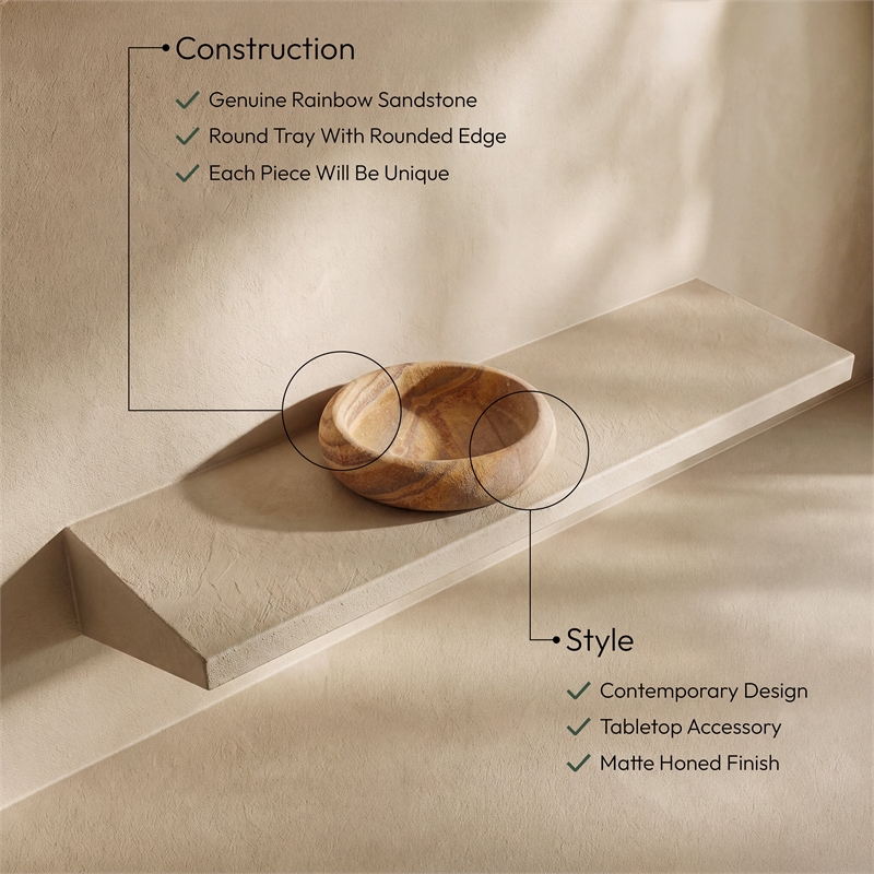 Meridian Furniture Orelia Sand Genuine Sandstone Tray