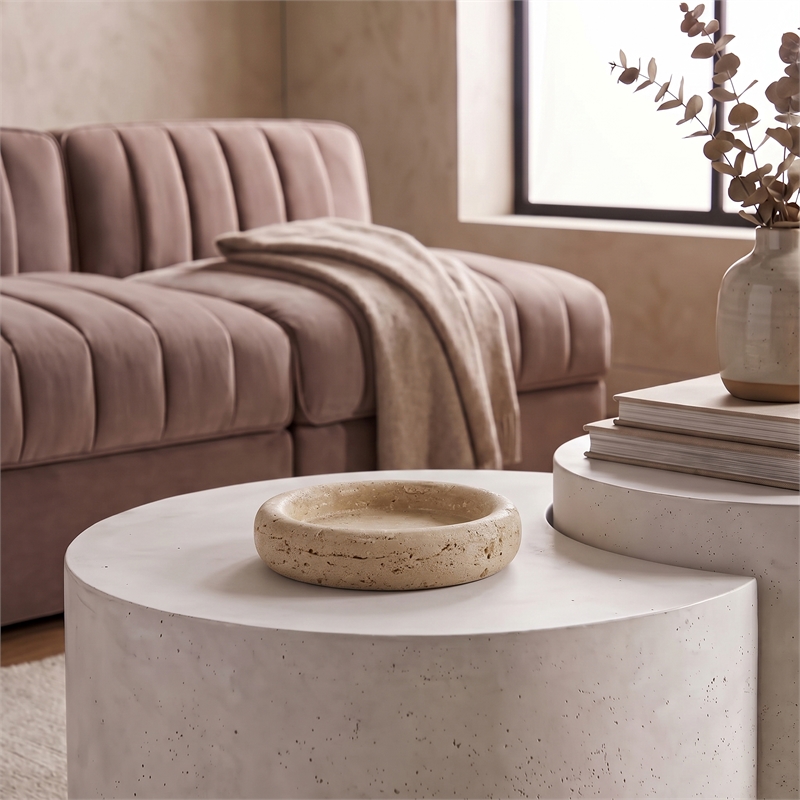 Meridian Furniture Orelia Beige Genuine Travertine Tray
