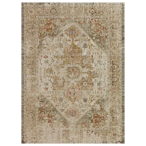 Alcantras 8x10 Low Pile Distressed  Oriental Area Rug   398 in Cream Pink