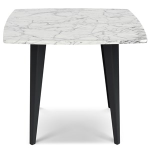 Bianco Collection Soro 24&quot Italian Marble Side Table in White