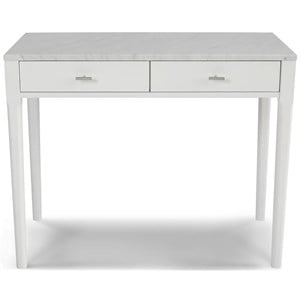 Bianco Collection Meno 36&quot Italian Marble Console Table in White