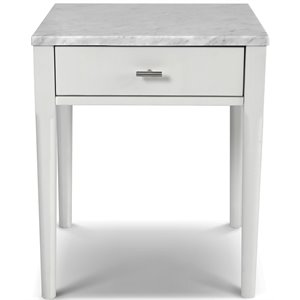 Bianco Collection Alto 18&quot Italian Marble Side Table in White
